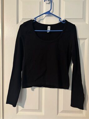 90 Degree By Reflex Black Long-Sleeve Scoop Neck Tee